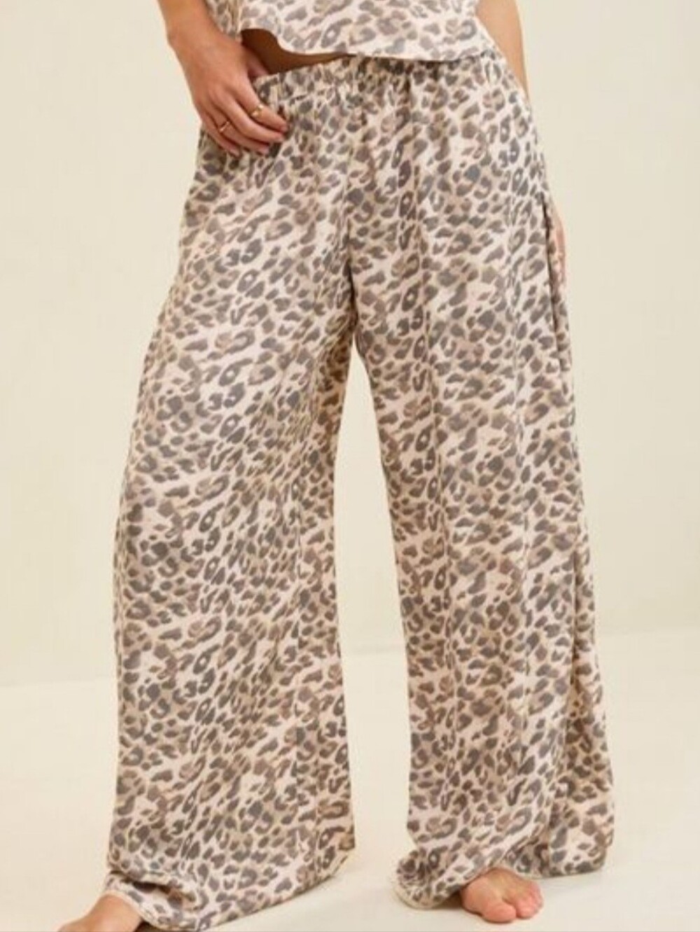 Aerie Leopard Print Pajama Wide Leg Pants Sleep Lounge Size Large NWT